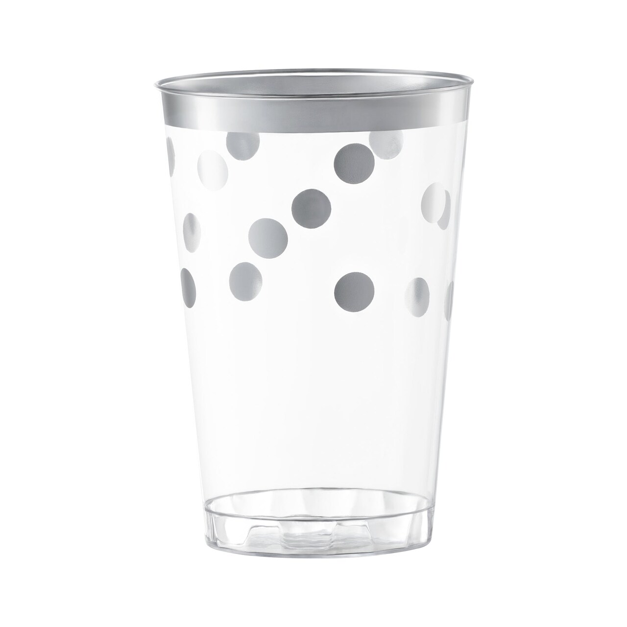 Clear with Silver Dots Round Disposable Plastic Tumblers - 12 oz. (240 Cups)